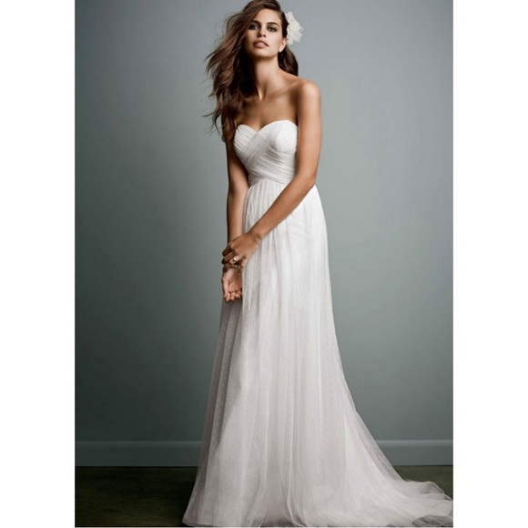 Galina Dresses & Skirts - Galina | David’s Bridal Swiss Dot Sweetheart Strapless Wedding Gown Dress